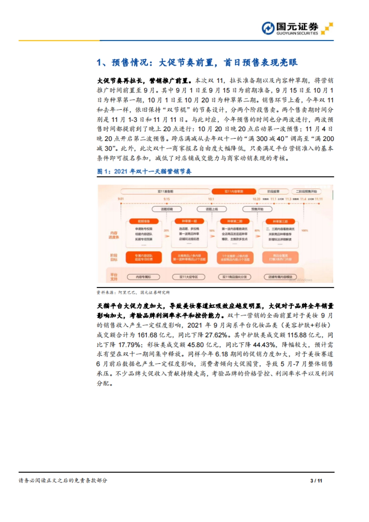 家庭与个人用品行业双十一系列观察一：双十一营销节奏再前置，薇诺娜预售表现亮眼-国元证券_第3页