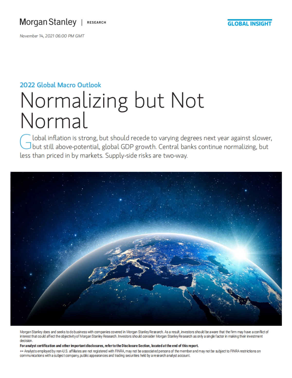 2022年全球宏观经济展望：通胀强劲高于全球GDP增速（英）-摩根士丹利-45页_第1页
