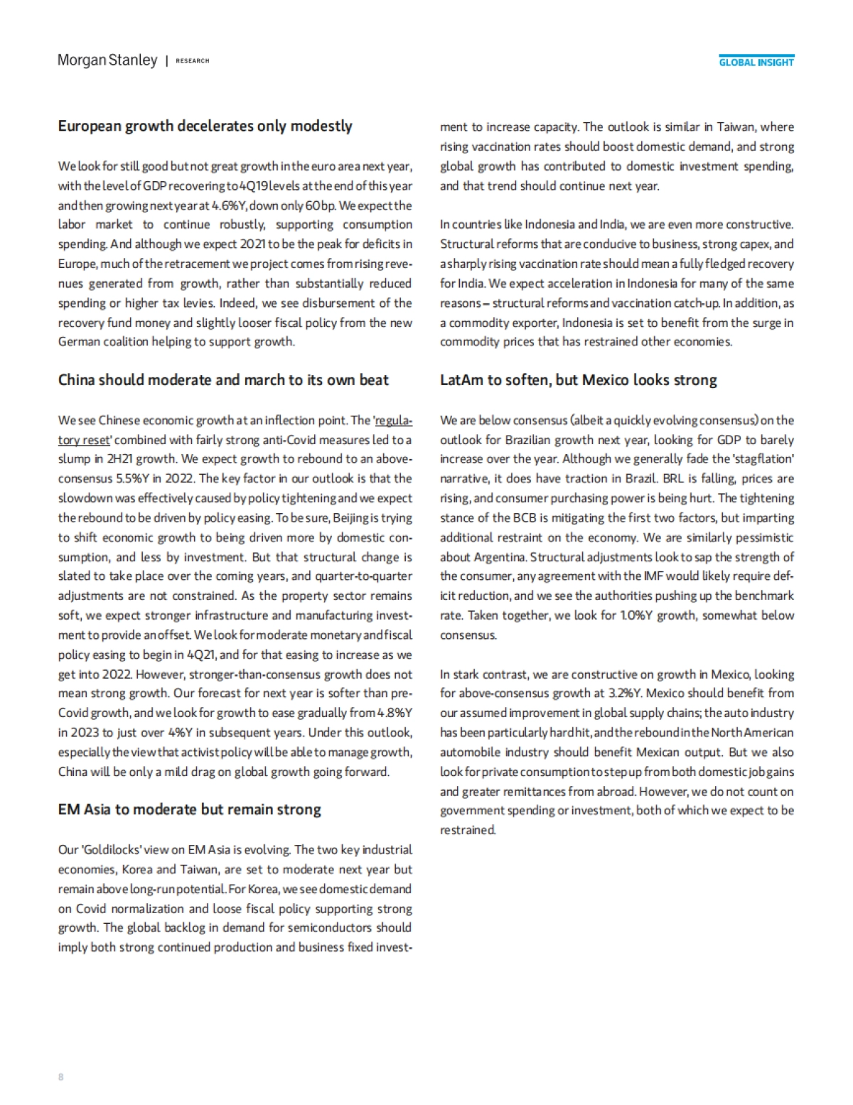2022年全球宏观经济展望：通胀强劲高于全球GDP增速（英）-摩根士丹利-45页_第8页