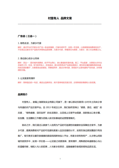 村里有人 品牌文案 