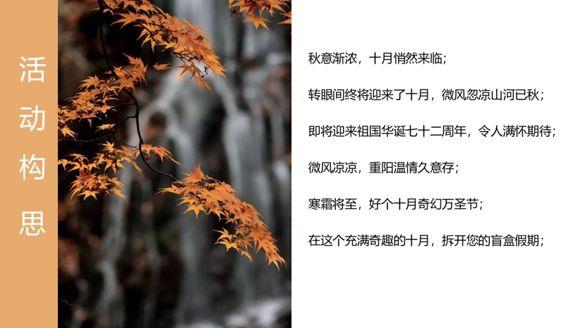 2021十月月度系列暖场(潮趣十月 金秋悦享主题)国庆 重阳 金秋 霜降 万圣节活动策划方案_第4页