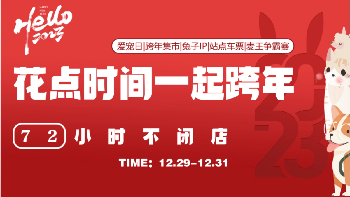 2023某购物中心兔年花点时间一起跨年72小时不闭店活动策划_第1页