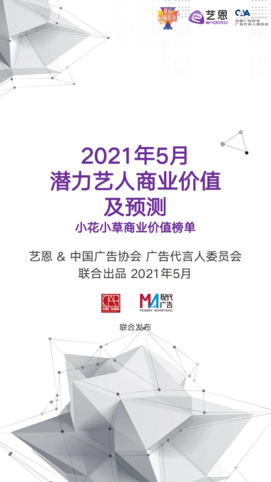 【艺恩】2021年5月潜力艺人商业价值及预测——小花小草商业价值榜单