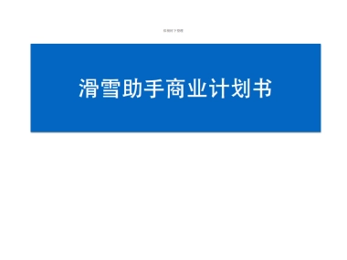 滑雪助手商业计划书