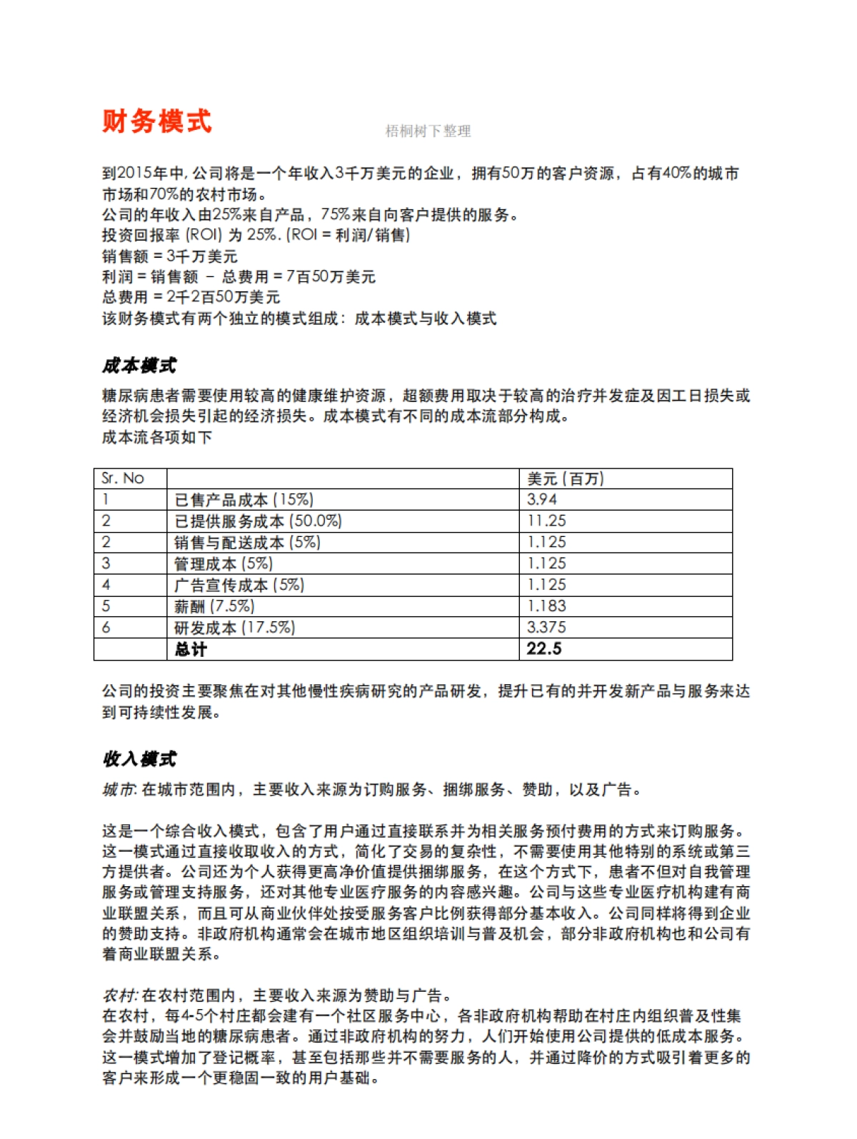 糖尿病服务公司商业计划书_第9页