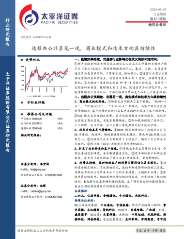 通信设备Ⅲ行业周报：远程办公非昙花一现，商业模式和技术方向具持续性