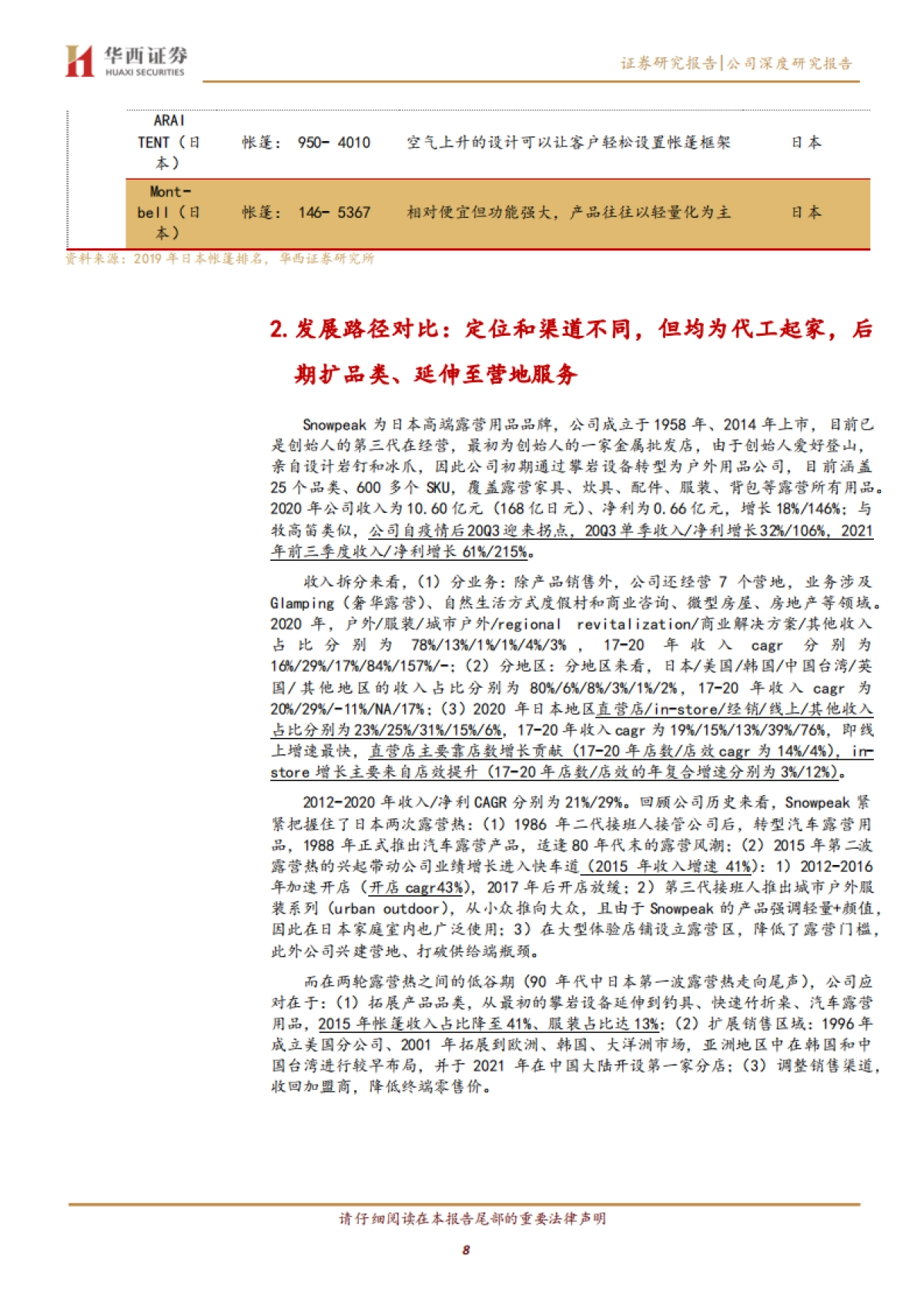 牧高笛-SNOWPEAK：从露营产品到露营服务-华西证券-20页_第8页