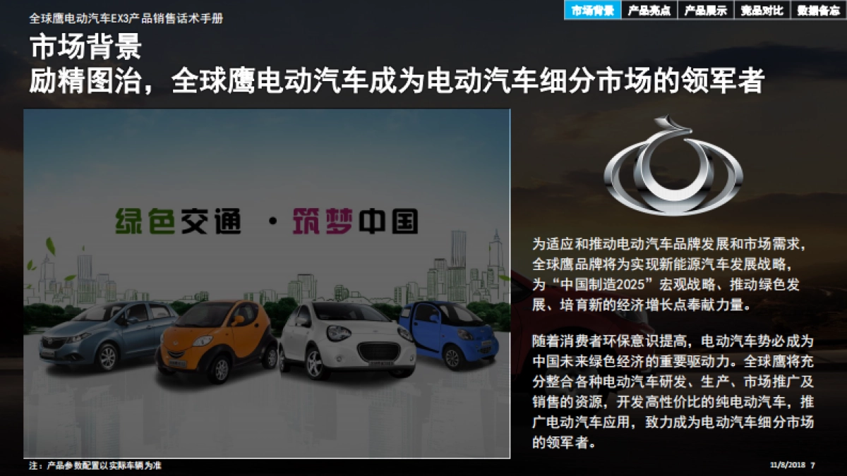全球鹰电动汽车EX3产品销售话术手册_第7页