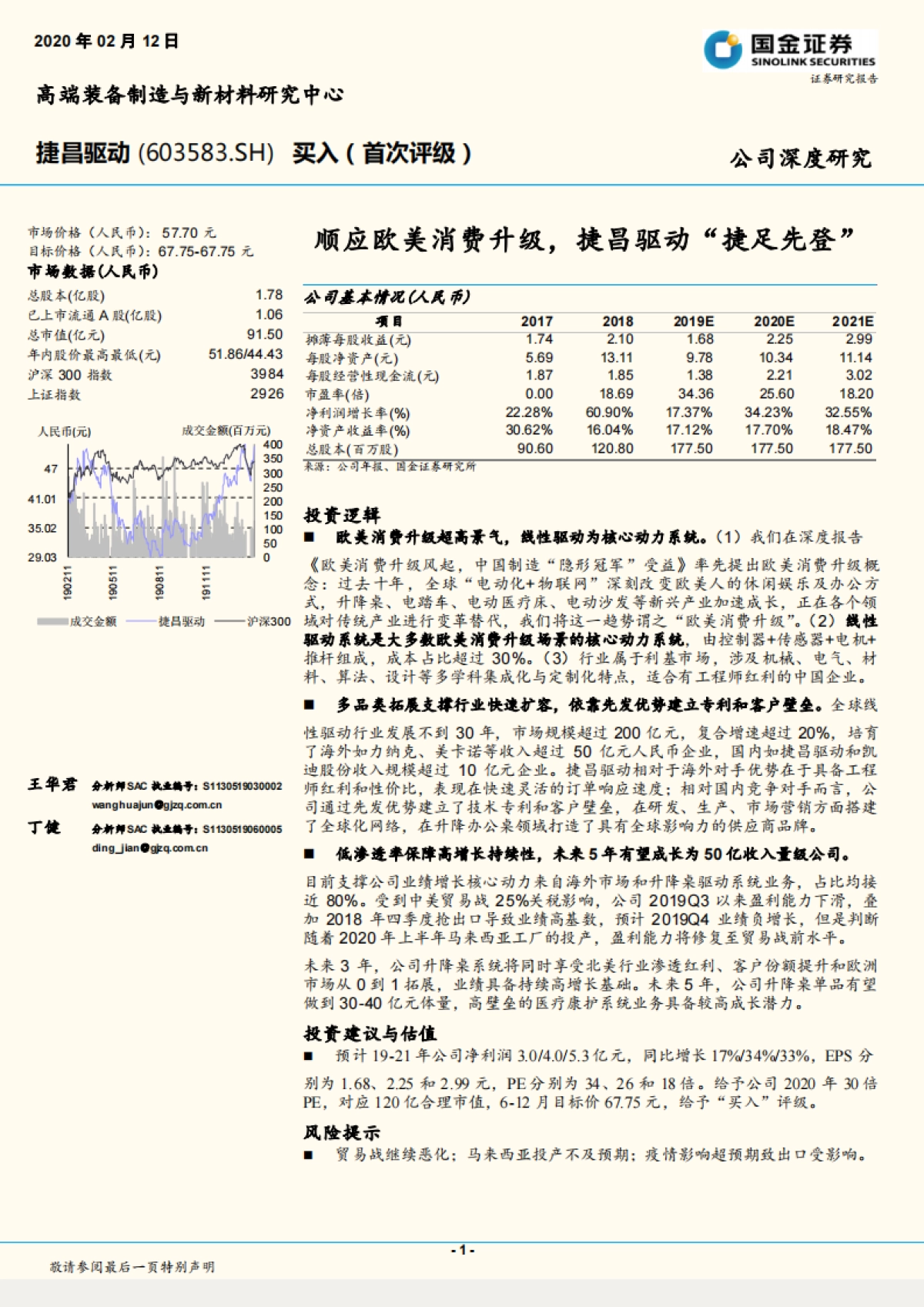 握线性驱动产品行业分析-顺应欧美消费升级，捷昌驱动“捷足先登”_第1页