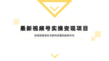 最新视频号实操变现项目