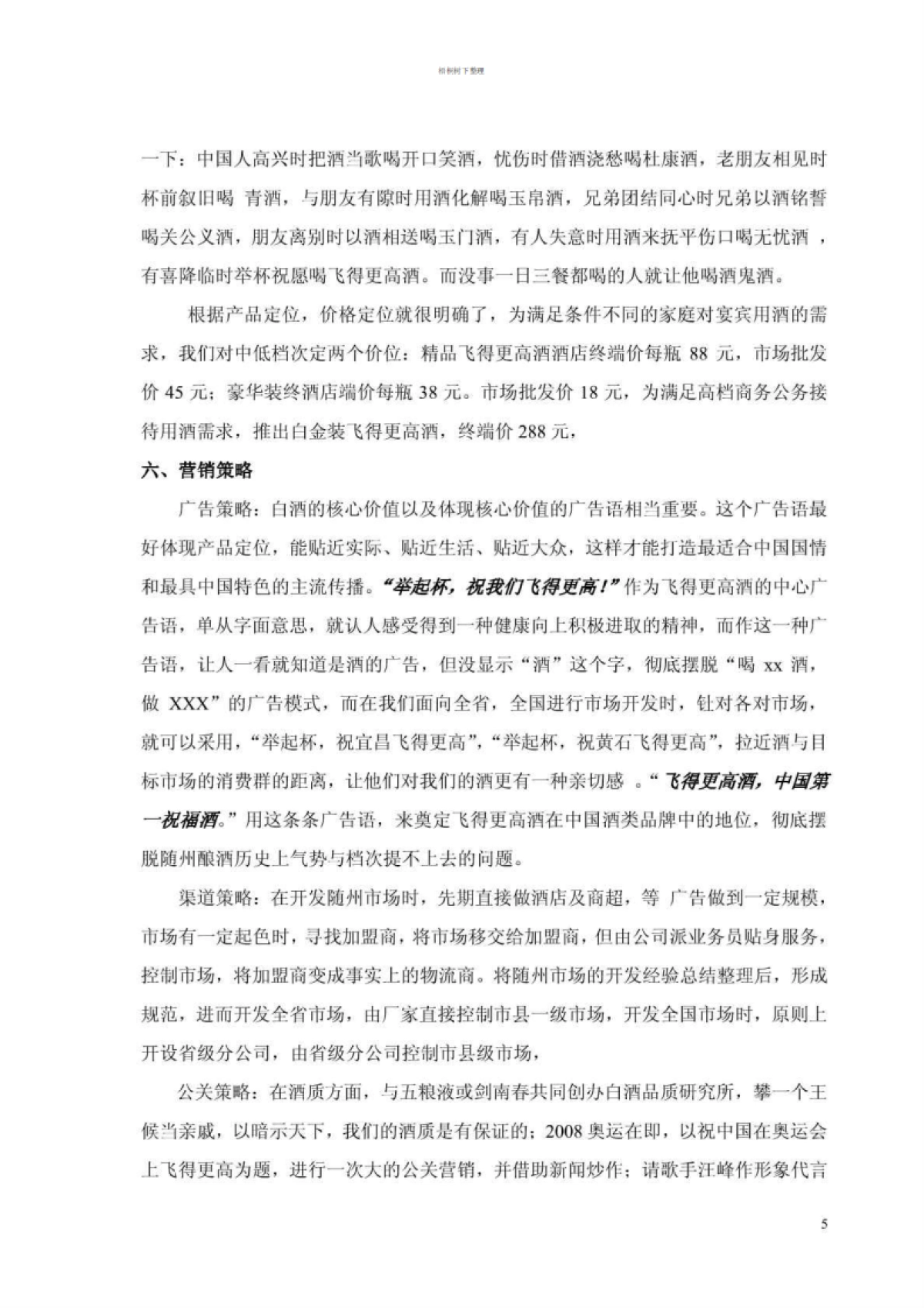 飞得更高酒项目计划书_第6页