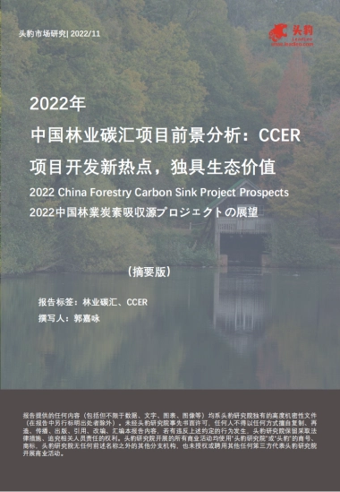 头豹：2022年中国林业碳汇项目前景分析-CCER项目开发新热点-独具生态价值（摘要版）