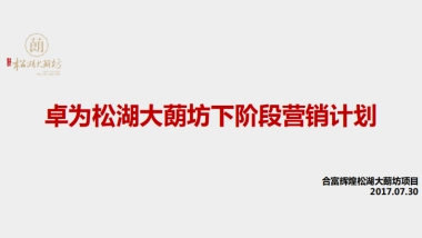 卓为松湖大蓢坊下阶段营销计划
