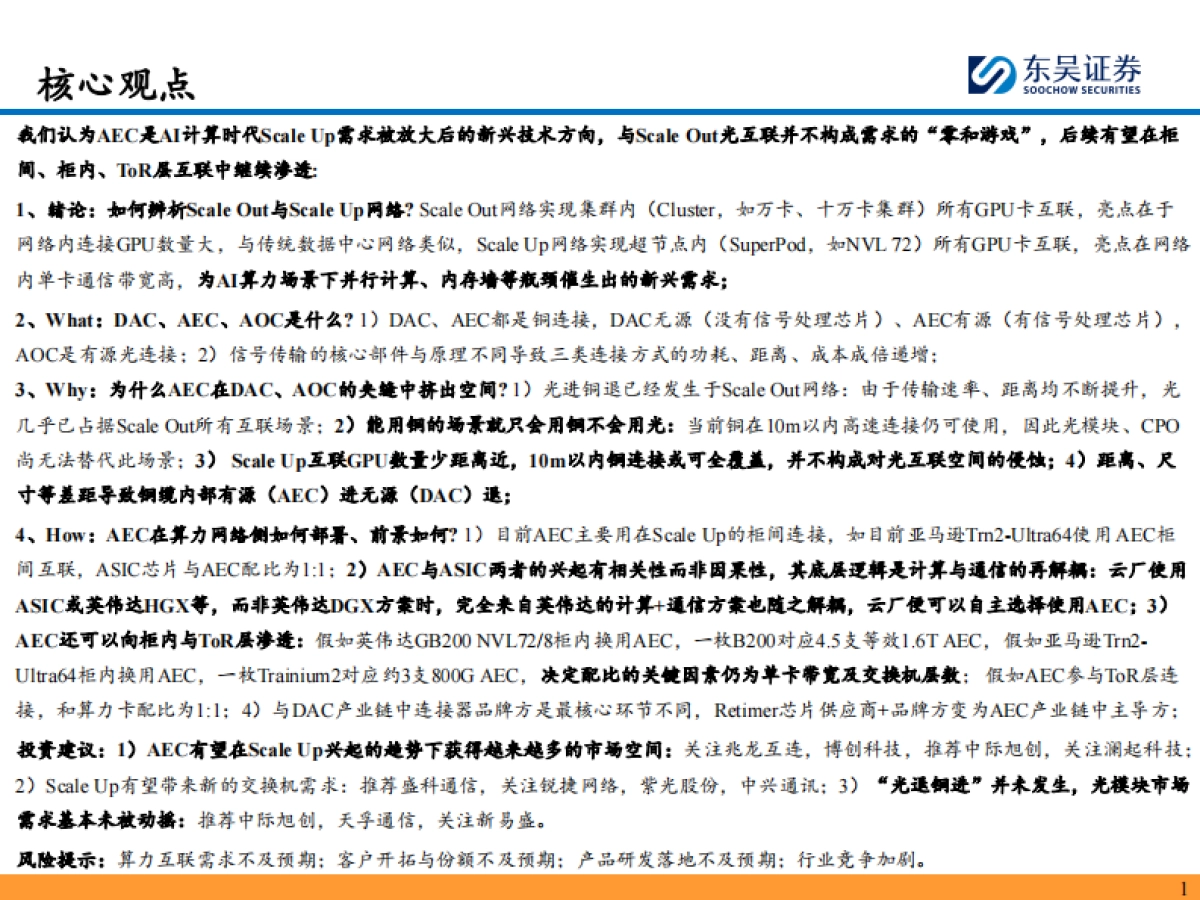 AI算力行业跟踪深度：辨析Scale Out与Scale Up，AEC在光铜互联夹缝中挤出市场的What、Why、How_第2页