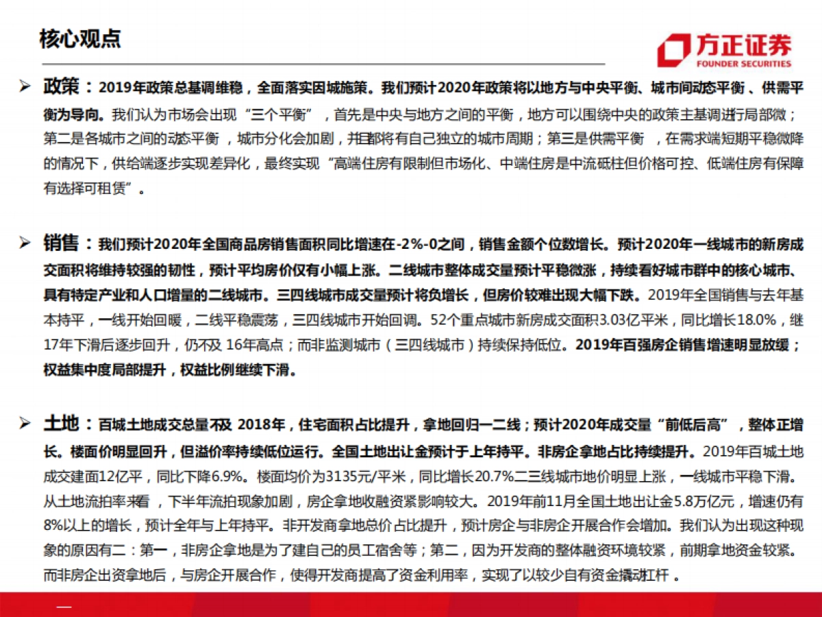 方正证券 从政策、销售、土地等角度看2020年房地产行业：回顾2019，展望2020_第2页