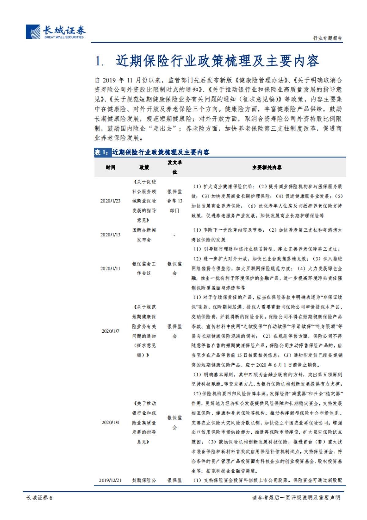 近期保险行业政策及疫情影响的专题评析：政策护航保险发展，疫情长期影响有限-长城证券_第6页