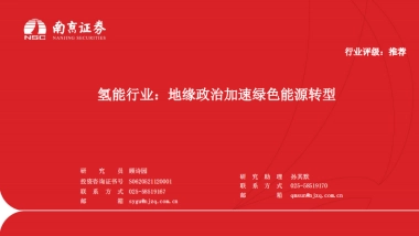 南京证券：氢能行业-地缘政治加速绿色能源转型