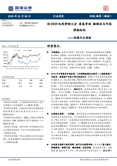 传媒行业周报：迎2020电视营销大会 看春季档 融媒体与年报预期标的