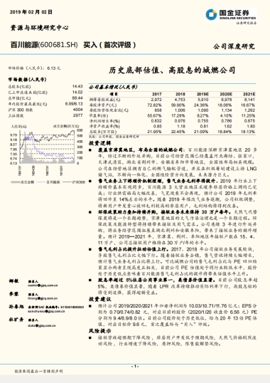 百川能源(600681.SH)公司深度研究-历史底部估值、高股息的城燃公司 