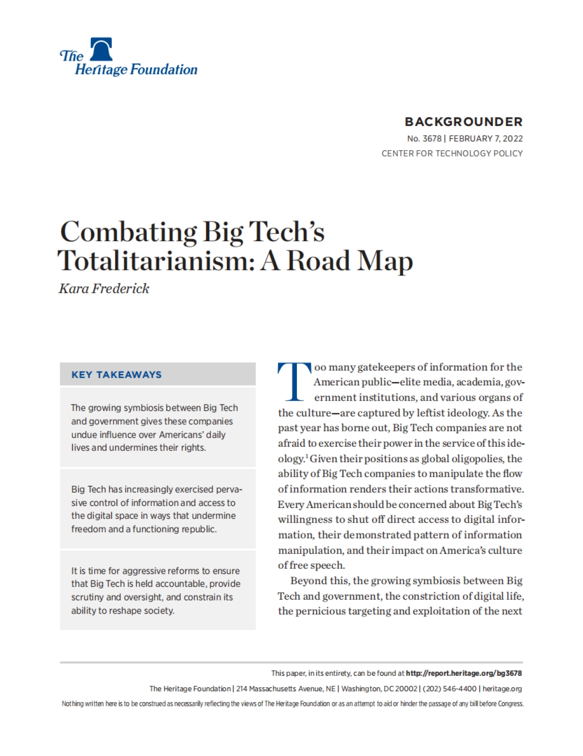 与大科技公司极权主义作斗争：路线图（英）-美国传统基金会-36页_第1页