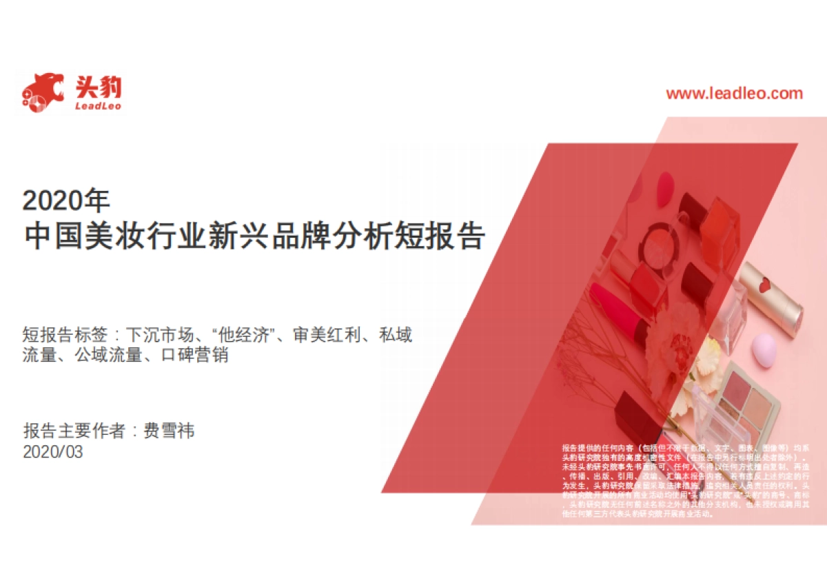 2020年中国美妆行业新兴品牌分析短报告_第1页