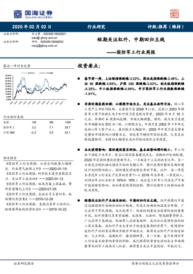 国防军工行业周报：短期关注红外，中期回归主线