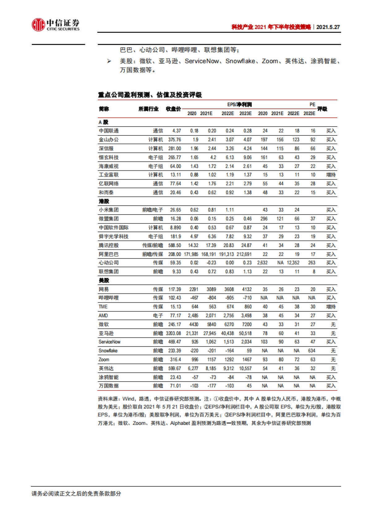 科技行业产业2021年下半年投资策略：从ToC到ToB，数字化转型加速-20210527-中信证券-126页_第4页