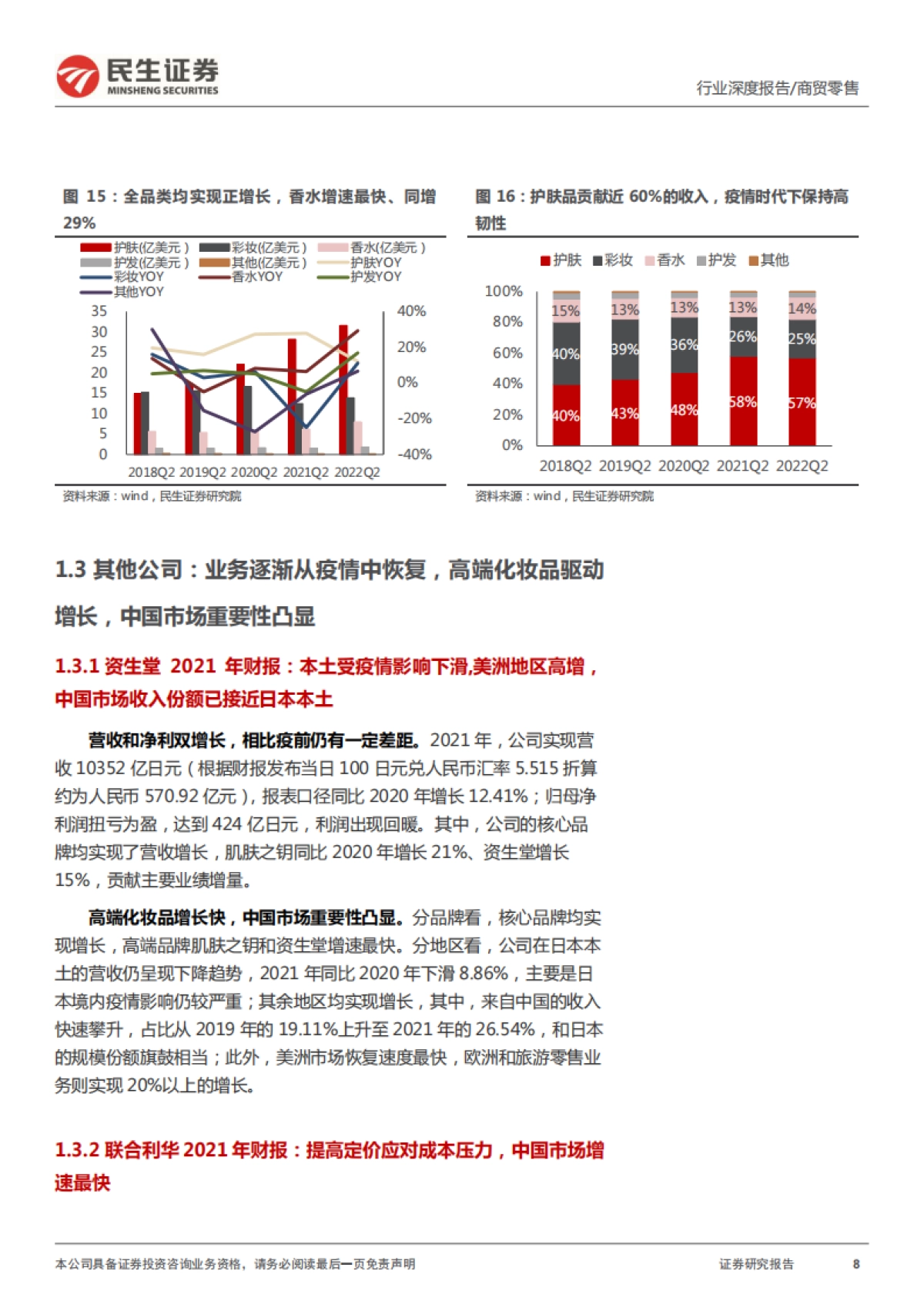 民生证券-化妆品专题深度:从海外美妆集团财报看国内化妆品行业新趋势_第8页