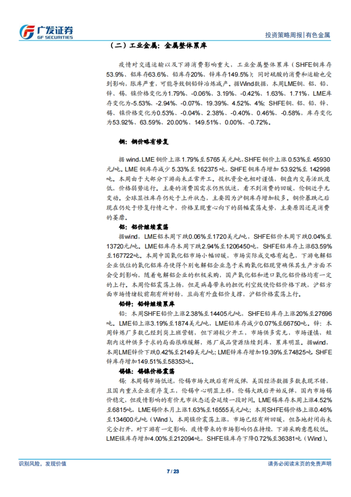 有色金属行业投资策略周报：锂钴钨钼涨价，推荐三大材料-广发证券_第7页