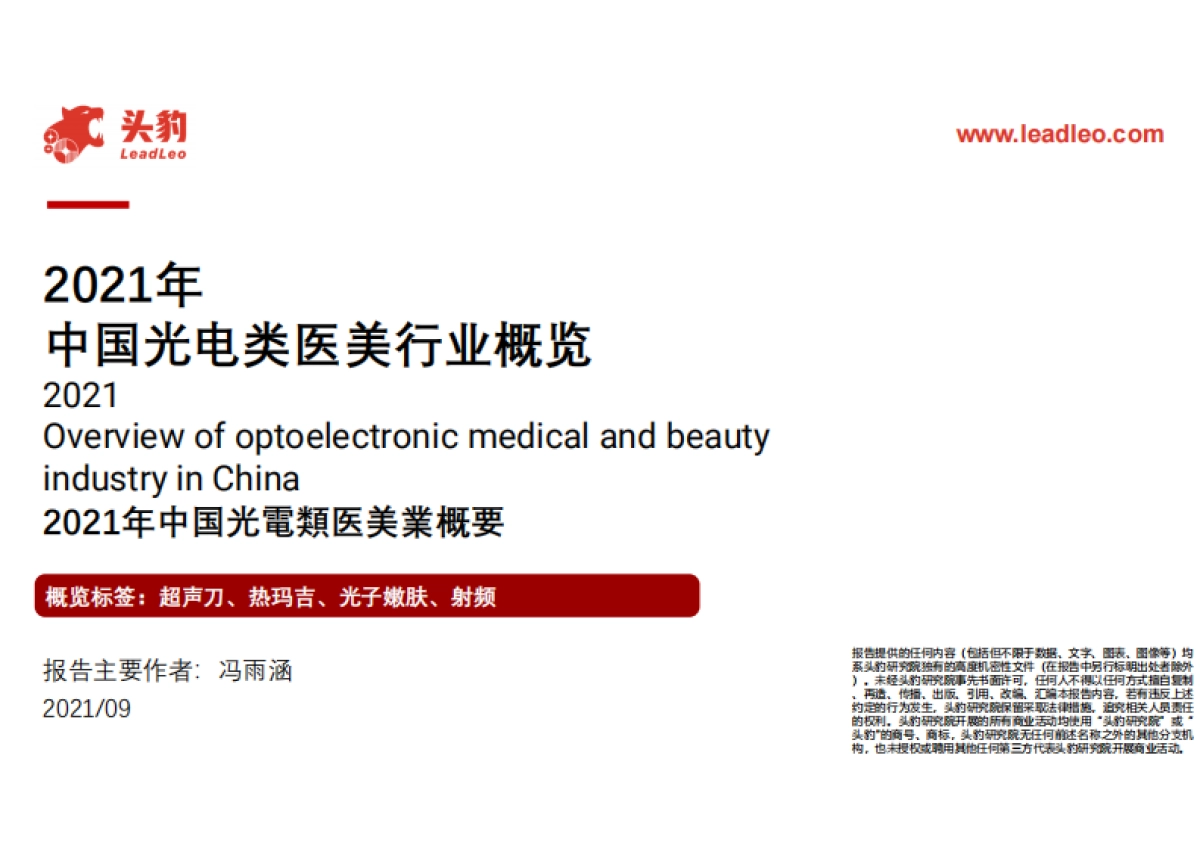 2021年中国光电类医美行业概览-头豹研究院_第1页