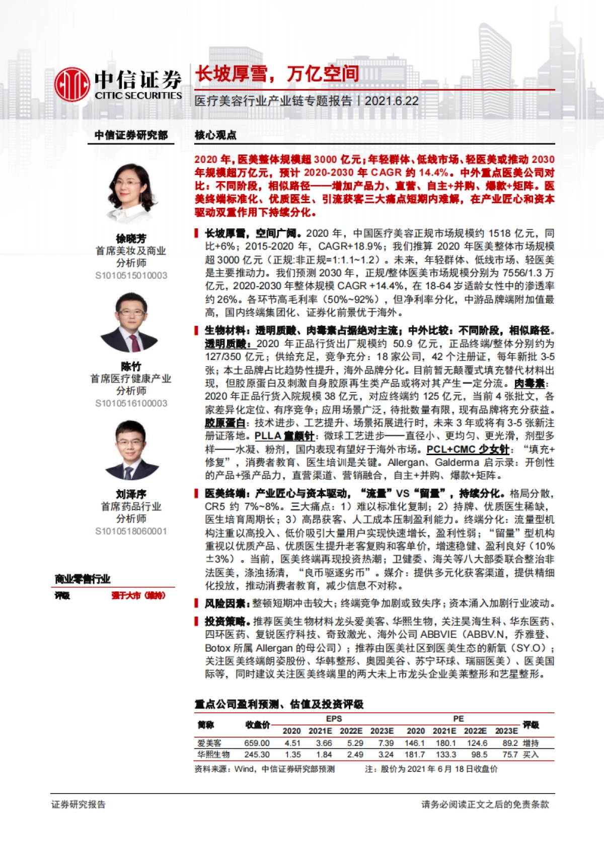 医疗美容行业产业链专题报告：长坡厚雪，万亿空间-中信证券-_第1页