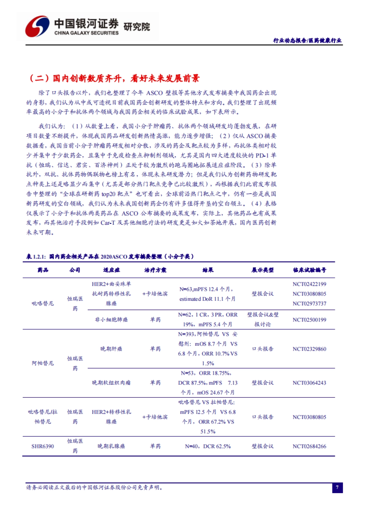 医药健康行业动态报告：从ASCO2020国内药企研发全梳理看中国创新发展方向_第8页