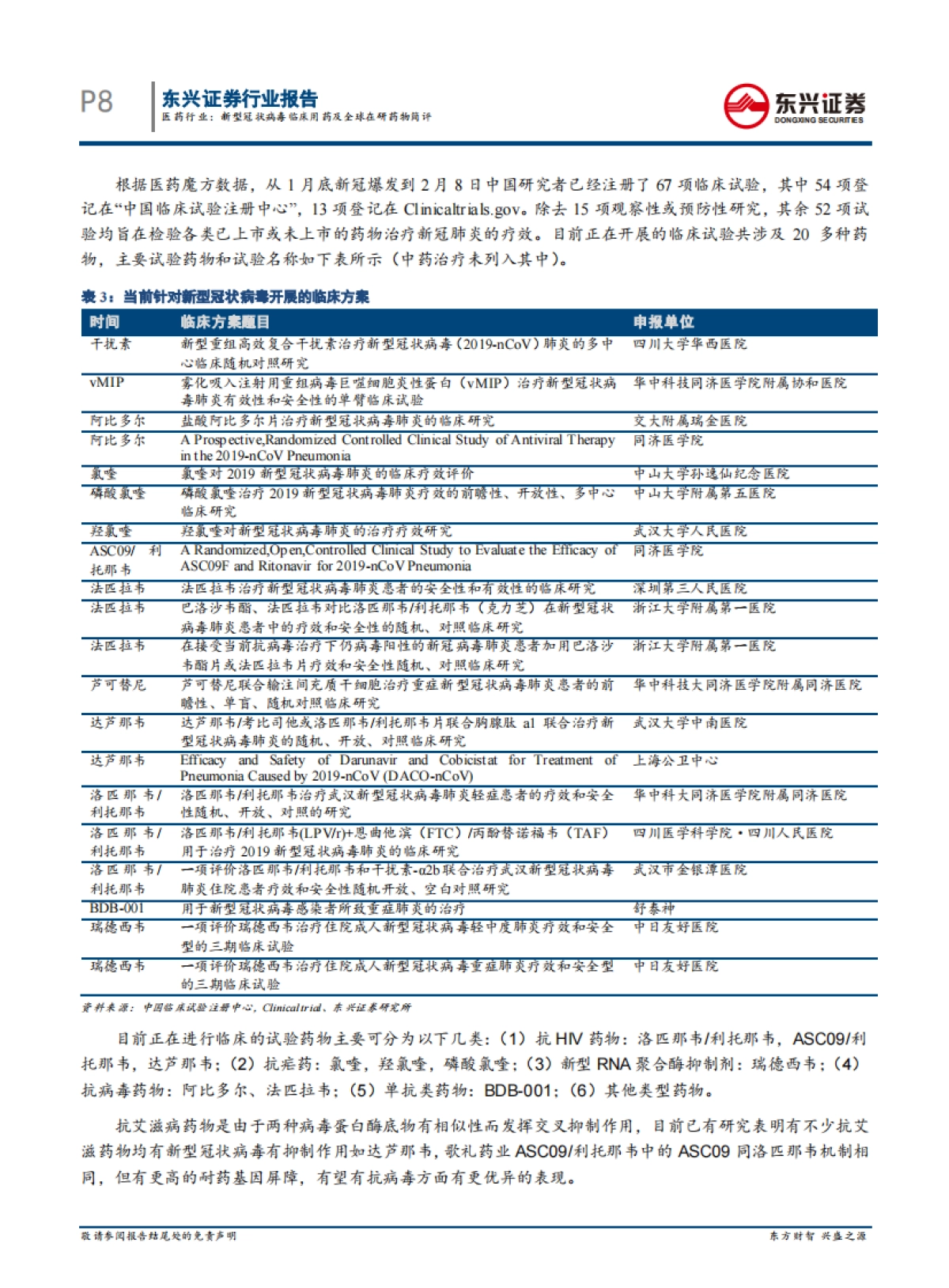 医药行业：新型冠状病毒临床用药及全球在研药物简评_第8页