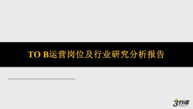 TO B运营岗位及行业研究分析报告19P兰州温迪斯传媒