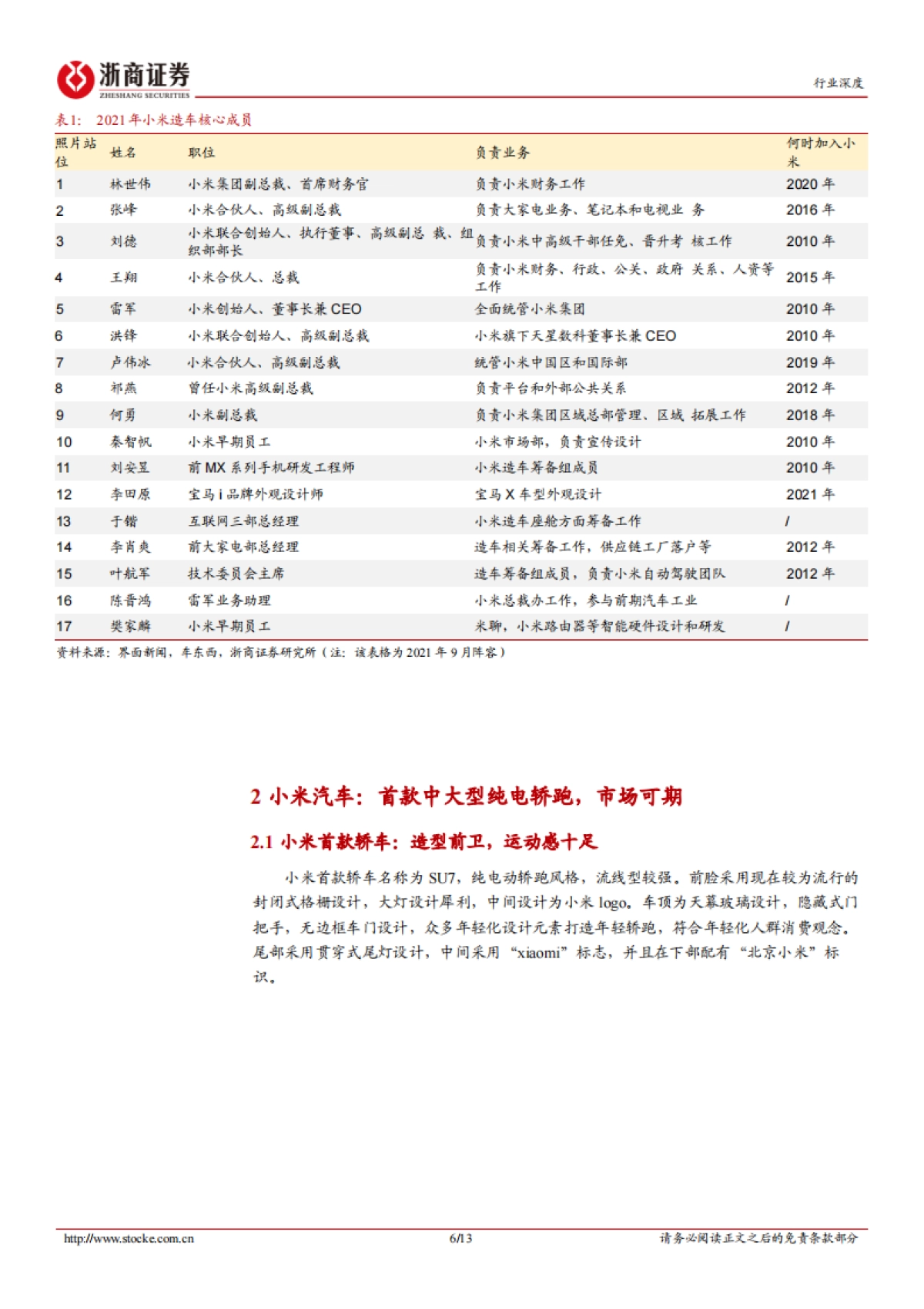 汽车行业深度报告：小米入局汽车全梳理-浙商证券-13页_第6页