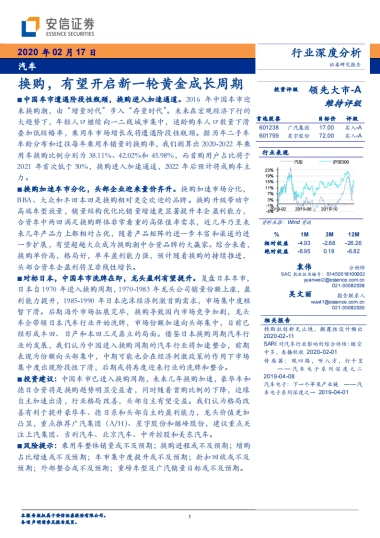 汽车行业深度分析：换购，有望开启新一轮黄金成长周期-安信证券