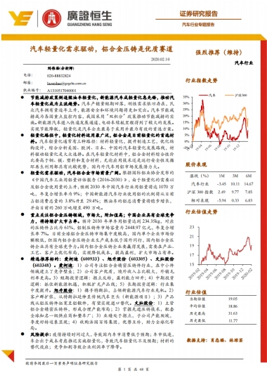 汽车行业专题报告：汽车轻量化需求驱动，铝合金压铸是优质赛道