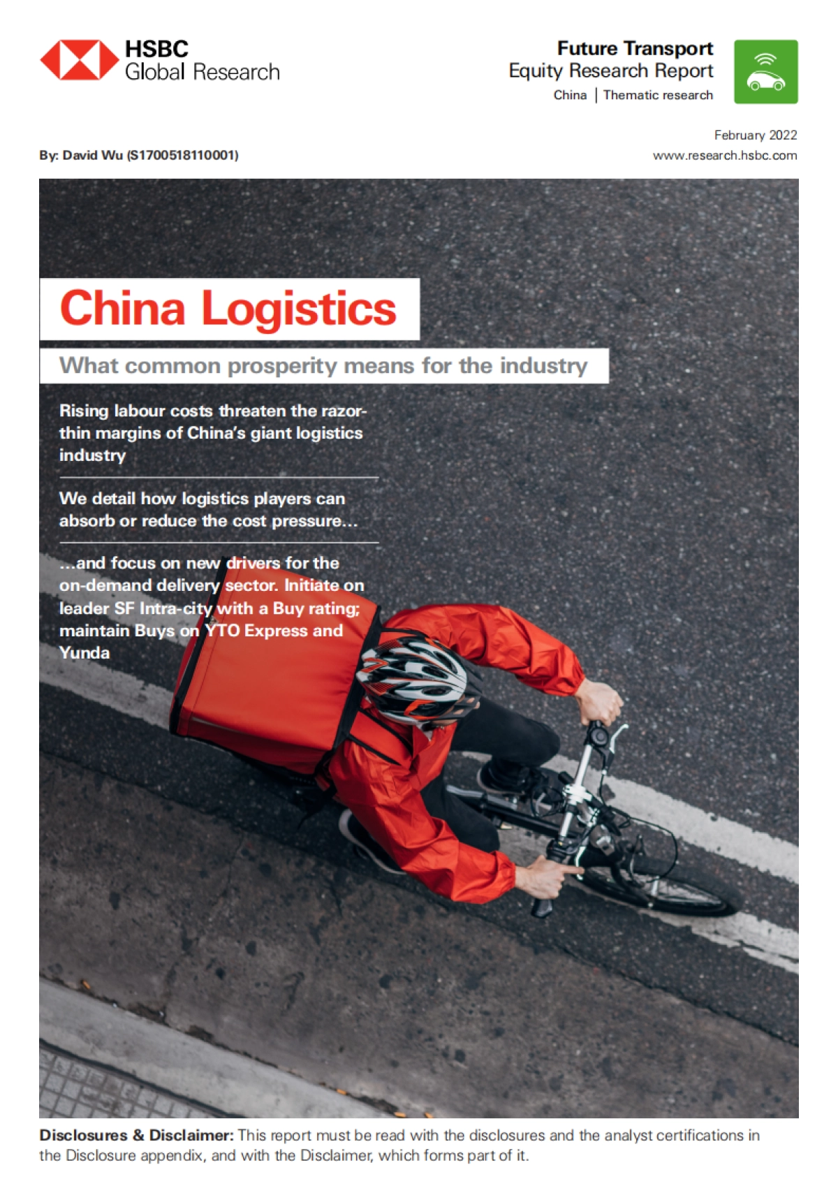 中国物流行业：共同富裕对该行业意味着什么（英）-HSBC-75页_第1页