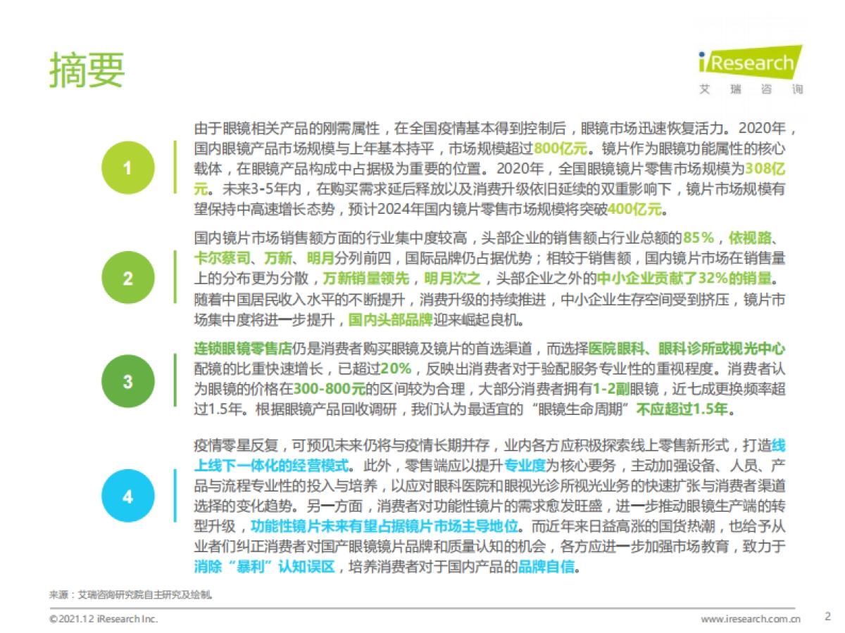 2021年中国眼镜镜片行业白皮书-艾瑞咨询-43页_第2页