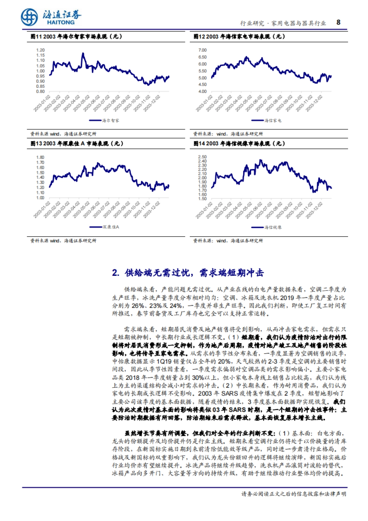 家用电器与器具行业专题报告：SARS时期家电行业复盘-短期冲击难避，长期逻辑不改-海通证券_第8页