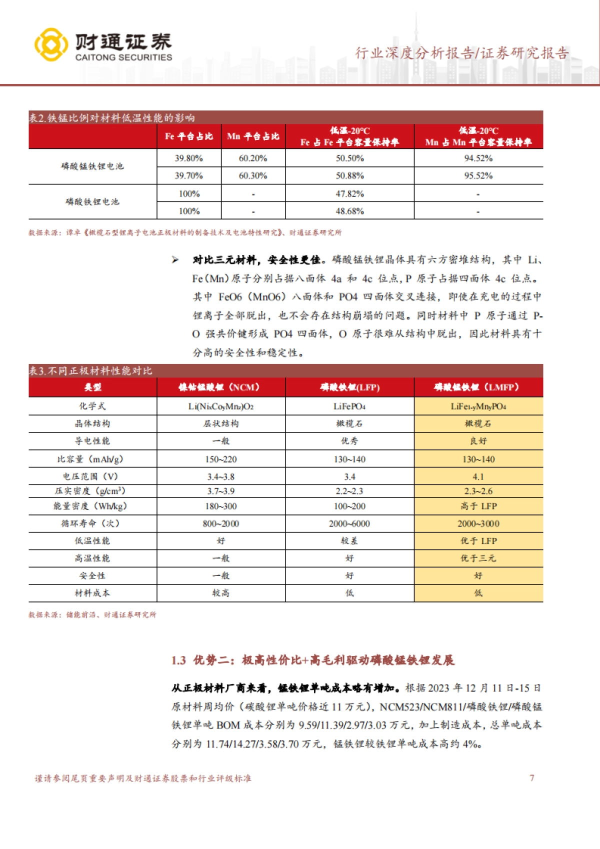 磷酸锰铁锂行业深度报告：成本+性能双优，锰铁锂产业化落地在即-才通证券-23页_第7页