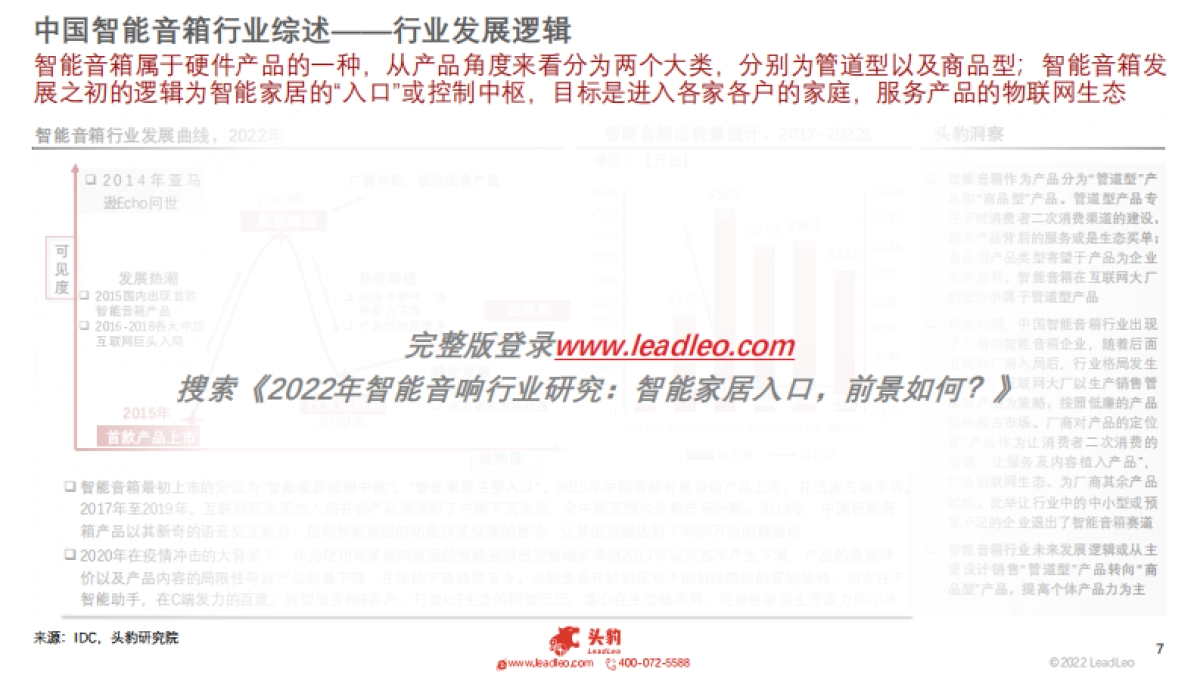 头豹：2022年智能音响行业研究-智能家居入口-前景如何？_第7页