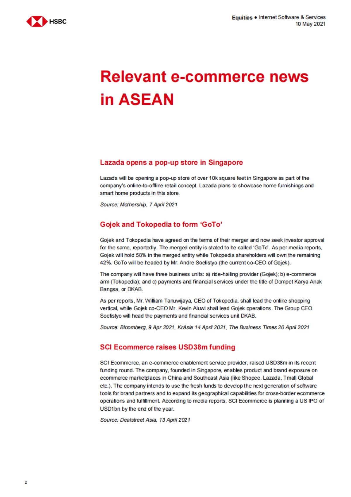 亚太地区互联网行业-东盟互联网：Shopee，GoTo，Traveloka及其它-HSBC-21页_第2页