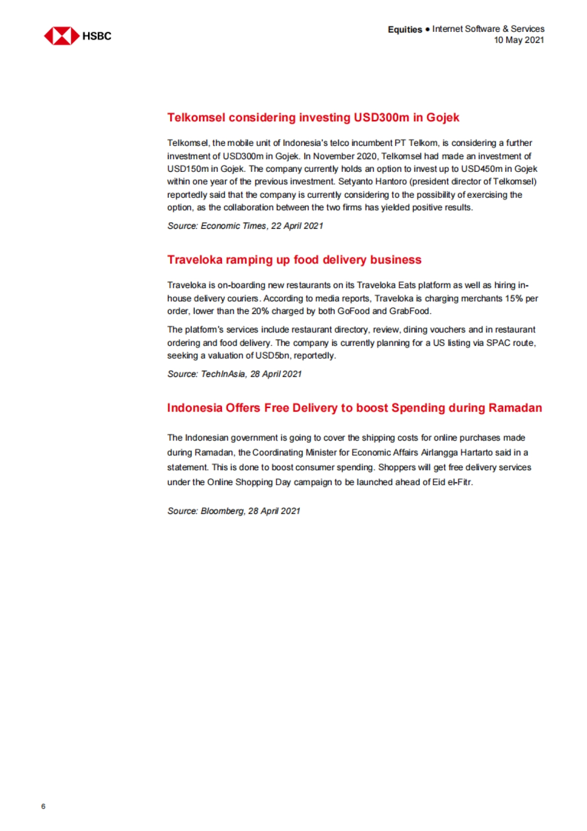 亚太地区互联网行业-东盟互联网：Shopee，GoTo，Traveloka及其它-HSBC-21页_第6页