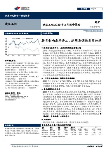 建筑工程2020年2月投资策略：肺炎影响春季开工，逆周期调控有望加码