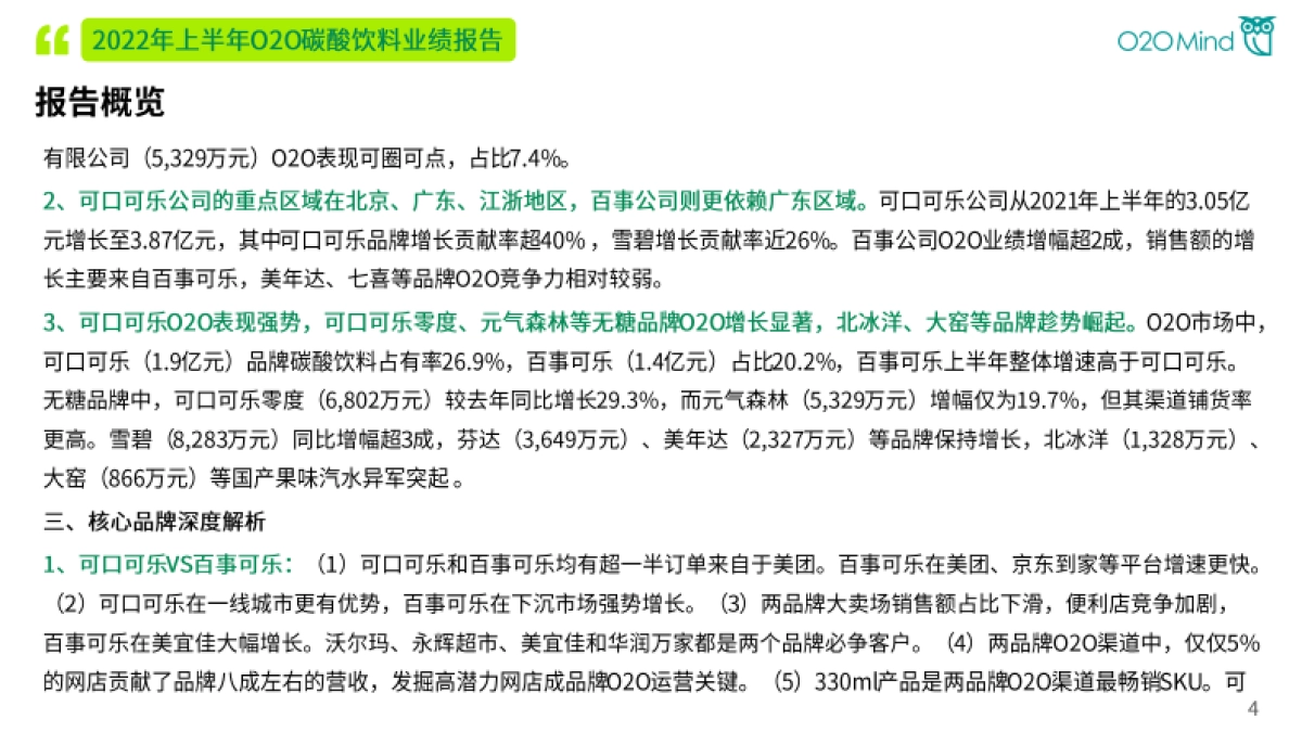 O2OMind：2022年上半年O2O碳酸饮料业绩报告_第4页