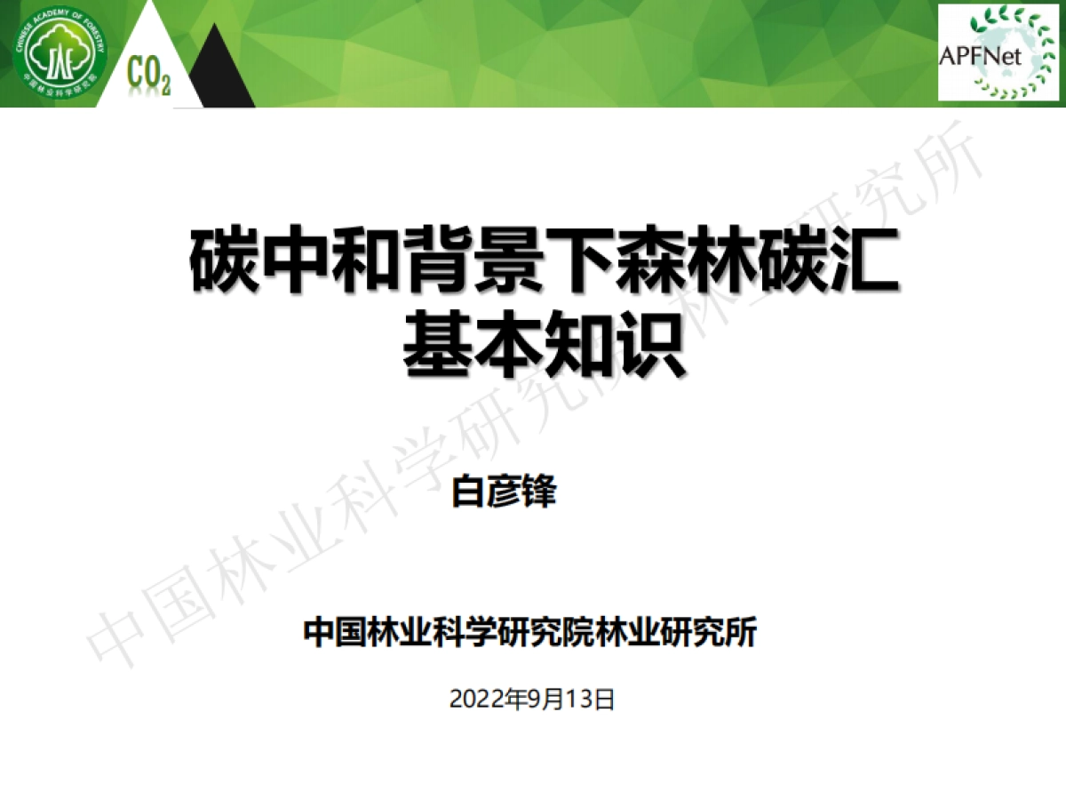 碳中和背景下的森林碳汇基本知识-白彦锋_第1页