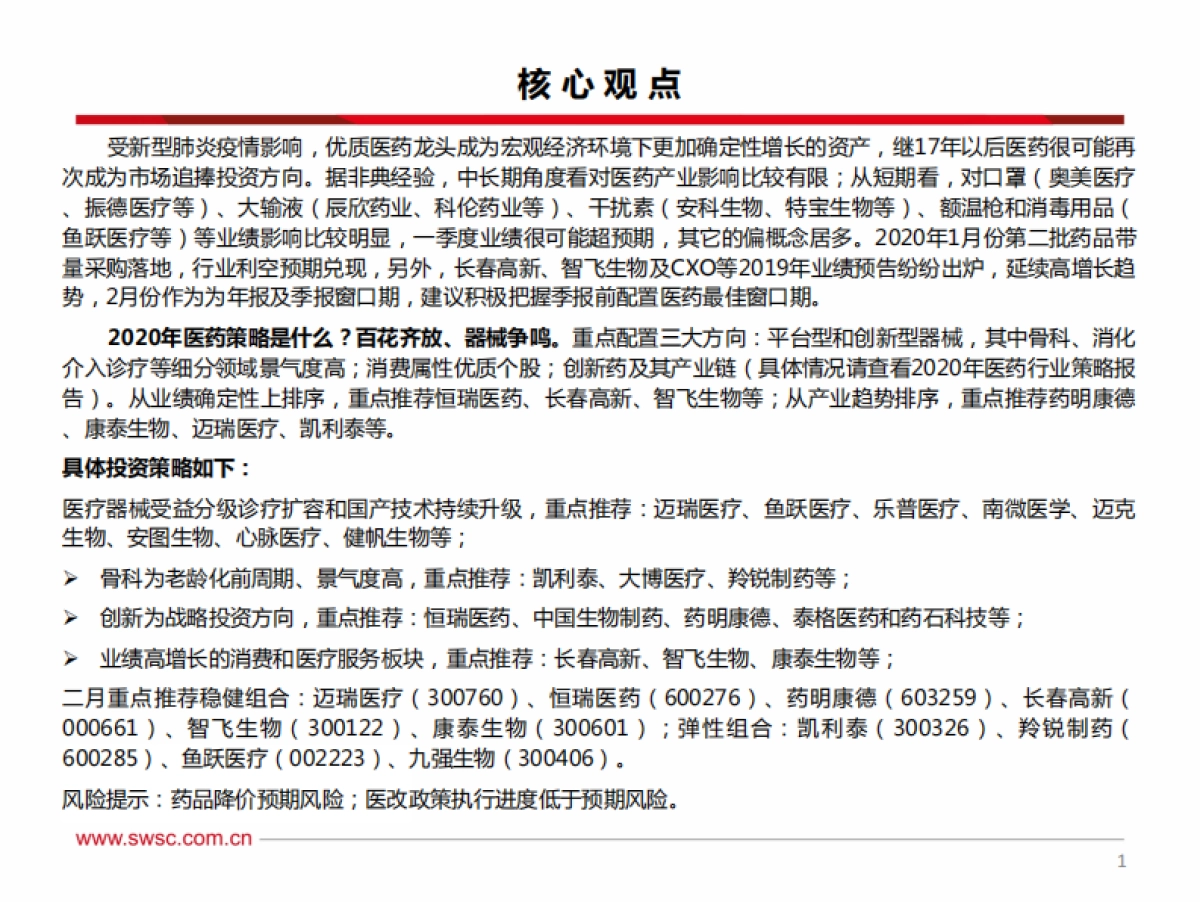 2020年2月医药行业投资策略：百花齐放，器械争鸣_第2页
