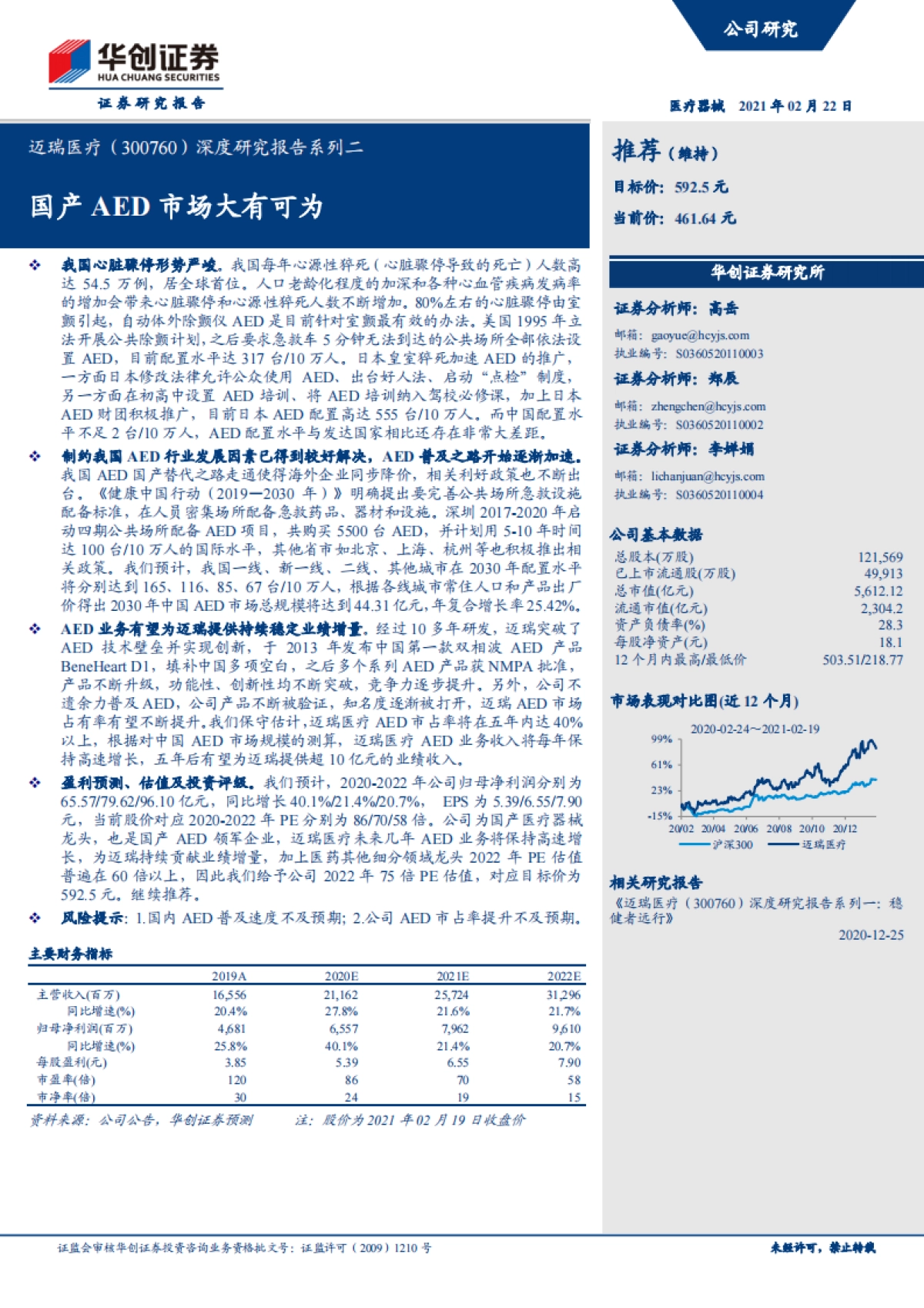 迈瑞医疗-深度研究报告系列二：国产AED市场大有可为-华创证券-31页_第1页