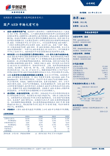 迈瑞医疗-深度研究报告系列二：国产AED市场大有可为-华创证券-31页